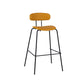 Taburete de bar tapizado de cuero sin brazos con respaldo moderno y base de metal