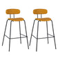 Taburete de bar tapizado de cuero sin brazos con respaldo moderno y base de metal