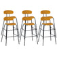 Taburete de bar tapizado de cuero sin brazos con respaldo moderno y base de metal