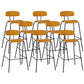 Taburete de bar tapizado de cuero sin brazos con respaldo moderno y base de metal