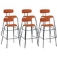 Taburete de bar tapizado de cuero sin brazos con respaldo moderno y base de metal
