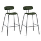 Taburete de bar tapizado de cuero sin brazos con respaldo moderno y base de metal