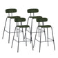 Taburete de bar tapizado de cuero sin brazos con respaldo moderno y base de metal