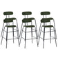 Taburete de bar tapizado de cuero sin brazos con respaldo moderno y base de metal