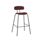 Taburete de bar tapizado de cuero sin brazos con respaldo moderno y base de metal
