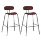 Taburete de bar tapizado de cuero sin brazos con respaldo moderno y base de metal