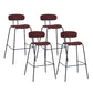 Taburete de bar tapizado de cuero sin brazos con respaldo moderno y base de metal
