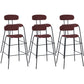 Taburete de bar tapizado de cuero sin brazos con respaldo moderno y base de metal