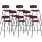 Taburete de bar tapizado de cuero sin brazos con respaldo moderno y base de metal
