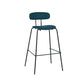 Taburete de bar tapizado de cuero sin brazos con respaldo moderno y base de metal