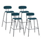 Taburete de bar tapizado de cuero sin brazos con respaldo moderno y base de metal