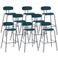 Taburete de bar tapizado de cuero sin brazos con respaldo moderno y base de metal