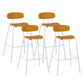 Taburete de bar tapizado de cuero sin brazos con respaldo moderno y base de metal