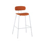 Taburete de bar tapizado de cuero sin brazos con respaldo moderno y base de metal