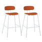 Taburete de bar tapizado de cuero sin brazos con respaldo moderno y base de metal