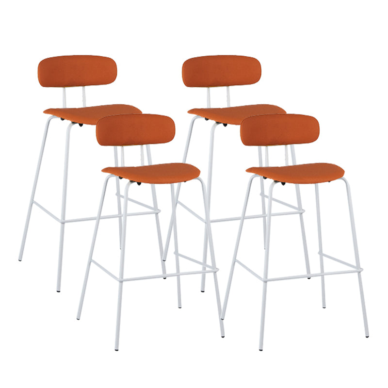 Taburete de bar tapizado de cuero sin brazos con respaldo moderno y base de metal
