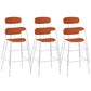 Taburete de bar tapizado de cuero sin brazos con respaldo moderno y base de metal