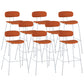 Taburete de bar tapizado de cuero sin brazos con respaldo moderno y base de metal