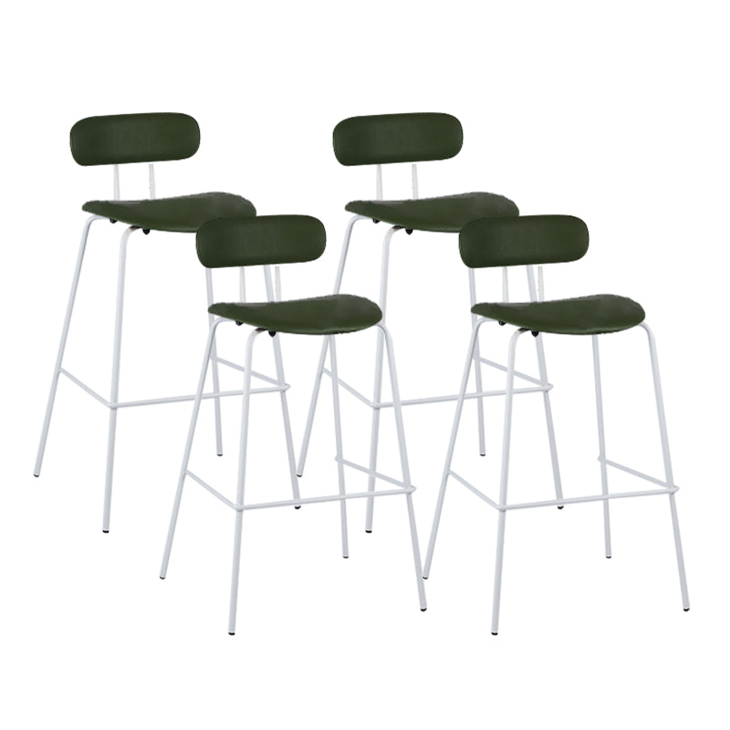 Taburete de bar tapizado de cuero sin brazos con respaldo moderno y base de metal