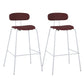 Taburete de bar tapizado de cuero sin brazos con respaldo moderno y base de metal