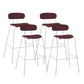 Taburete de bar tapizado de cuero sin brazos con respaldo moderno y base de metal