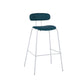 Taburete de bar tapizado de cuero sin brazos con respaldo moderno y base de metal