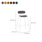 Taburete de bar tapizado de cuero sin brazos con respaldo moderno y base de metal