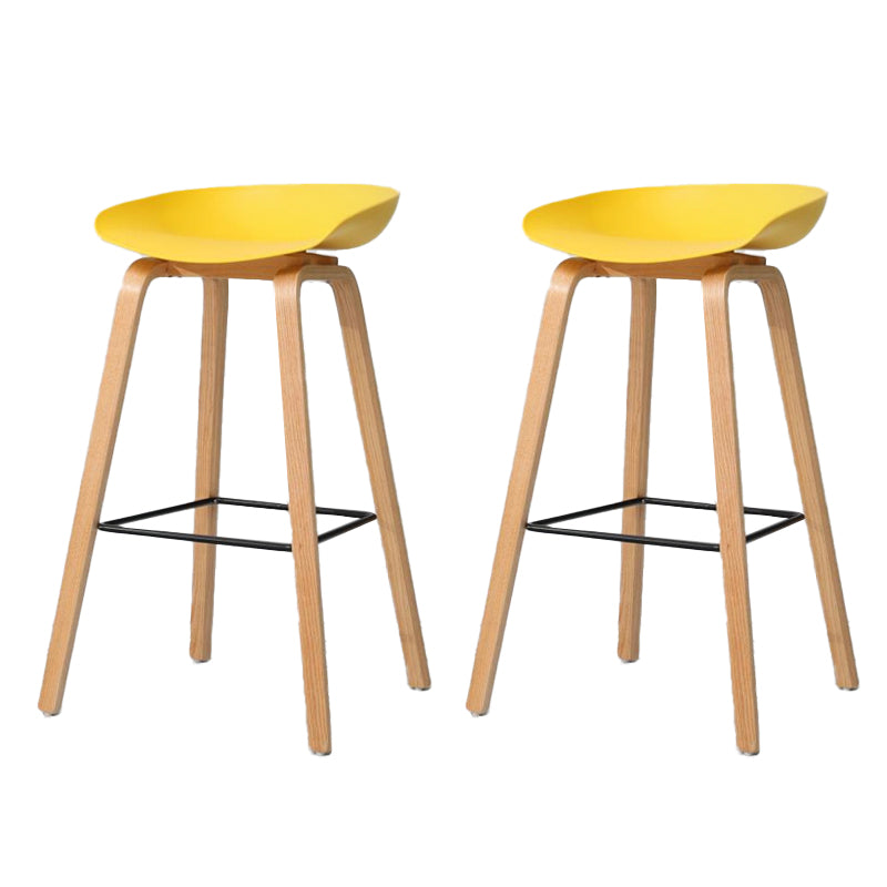 Contemporary Style Stool 4 Legs Wood Counter Stool for Home Use Yellow 2 Piece Set Clearhalo 'Bar Furniture' 'Bar Stools' 'bar_stools' 'furn' 'furn_bar_stools' 'Furniture' 'Kitchen & Dining Furniture' 6263750