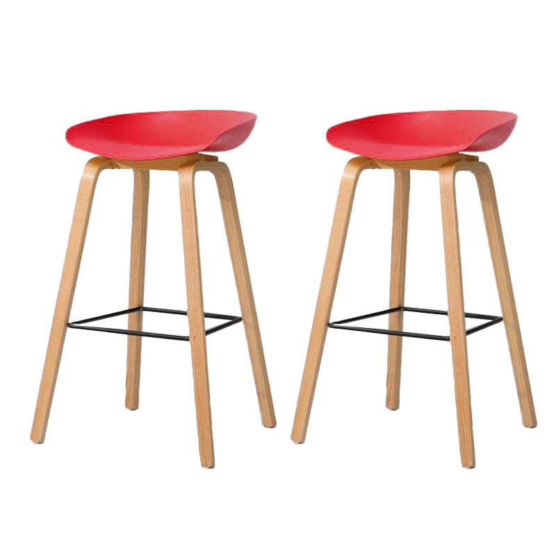 Contemporary Style Stool 4 Legs Wood Counter Stool for Home Use Red 2 Piece Set Clearhalo 'Bar Furniture' 'Bar Stools' 'bar_stools' 'furn' 'furn_bar_stools' 'Furniture' 'Kitchen & Dining Furniture' 6263754
