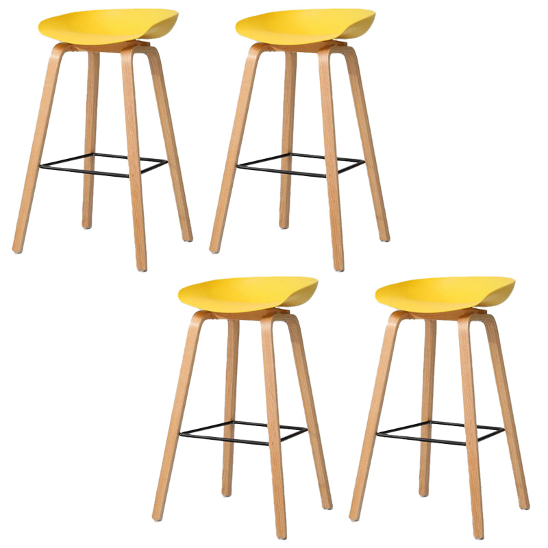 Contemporary Style Stool 4 Legs Wood Counter Stool for Home Use Yellow 4 Piece Set Clearhalo 'Bar Furniture' 'Bar Stools' 'bar_stools' 'furn' 'furn_bar_stools' 'Furniture' 'Kitchen & Dining Furniture' 6263760