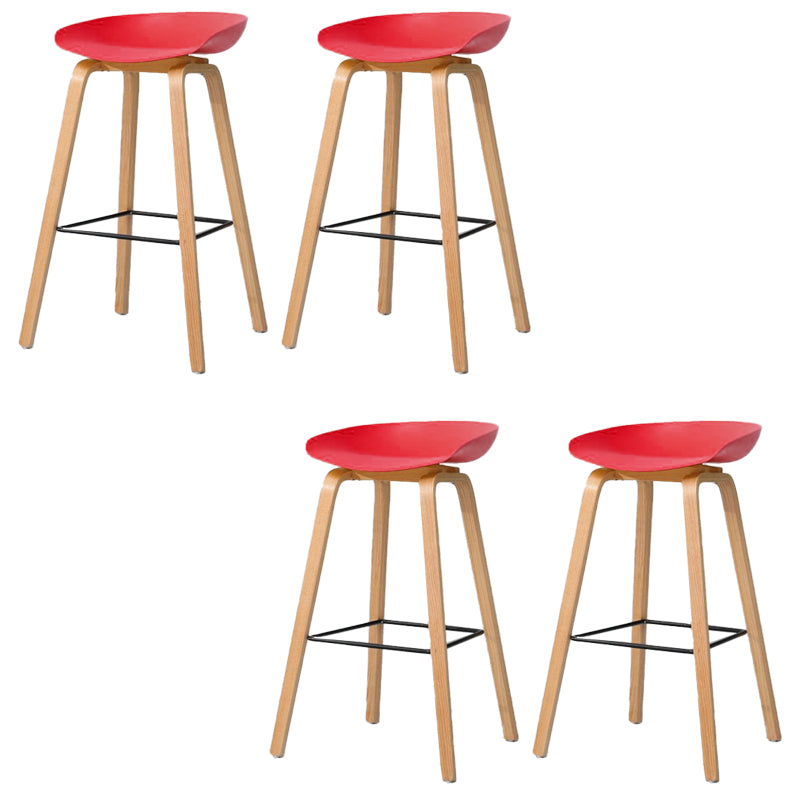 Contemporary Style Stool 4 Legs Wood Counter Stool for Home Use Red 4 Piece Set Clearhalo 'Bar Furniture' 'Bar Stools' 'bar_stools' 'furn' 'furn_bar_stools' 'Furniture' 'Kitchen & Dining Furniture' 6263762