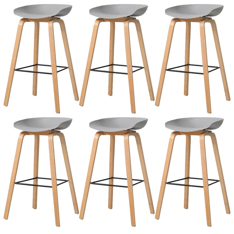 Contemporary Style Stool 4 Legs Wood Counter Stool for Home Use Grey 6 Piece Set Clearhalo 'Bar Furniture' 'Bar Stools' 'bar_stools' 'furn' 'furn_bar_stools' 'Furniture' 'Kitchen & Dining Furniture' 6263763