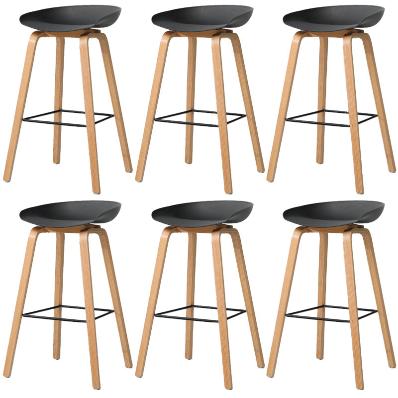 Contemporary Style Stool 4 Legs Wood Counter Stool for Home Use Black 6 Piece Set Clearhalo 'Bar Furniture' 'Bar Stools' 'bar_stools' 'furn' 'furn_bar_stools' 'Furniture' 'Kitchen & Dining Furniture' 6263764