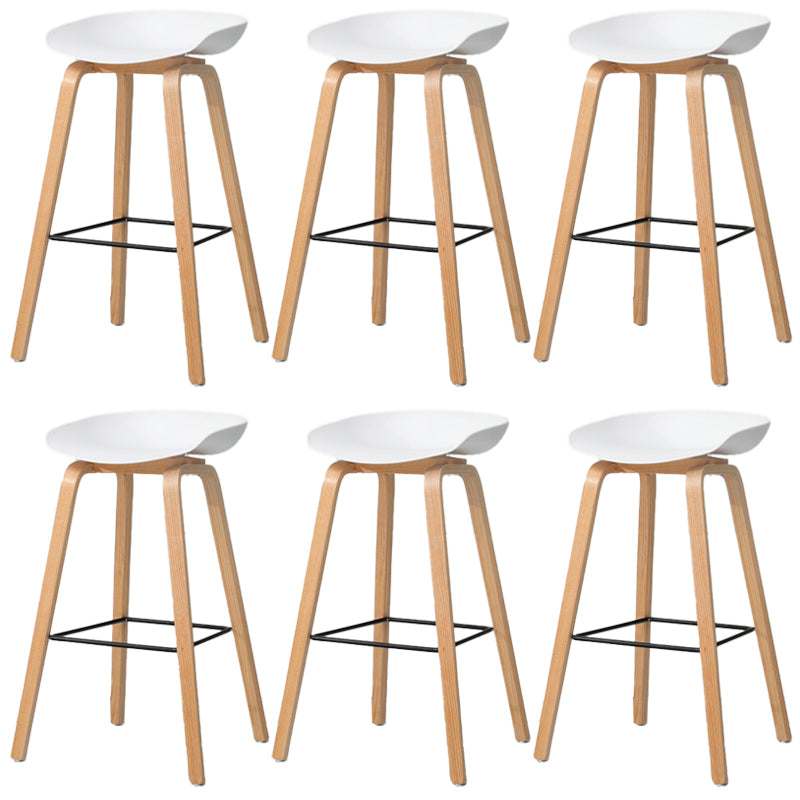 Contemporary Style Stool 4 Legs Wood Counter Stool for Home Use White 6 Piece Set Clearhalo 'Bar Furniture' 'Bar Stools' 'bar_stools' 'furn' 'furn_bar_stools' 'Furniture' 'Kitchen & Dining Furniture' 6263766