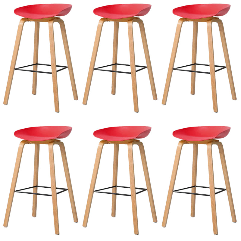 Contemporary Style Stool 4 Legs Wood Counter Stool for Home Use Red 6 Piece Set Clearhalo 'Bar Furniture' 'Bar Stools' 'bar_stools' 'furn' 'furn_bar_stools' 'Furniture' 'Kitchen & Dining Furniture' 6263767