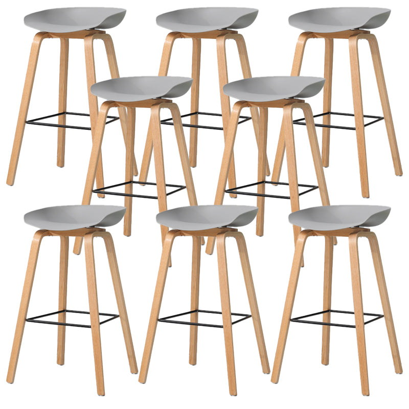 Contemporary Style Stool 4 Legs Wood Counter Stool for Home Use Grey 8 Piece Set Clearhalo 'Bar Furniture' 'Bar Stools' 'bar_stools' 'furn' 'furn_bar_stools' 'Furniture' 'Kitchen & Dining Furniture' 6263768