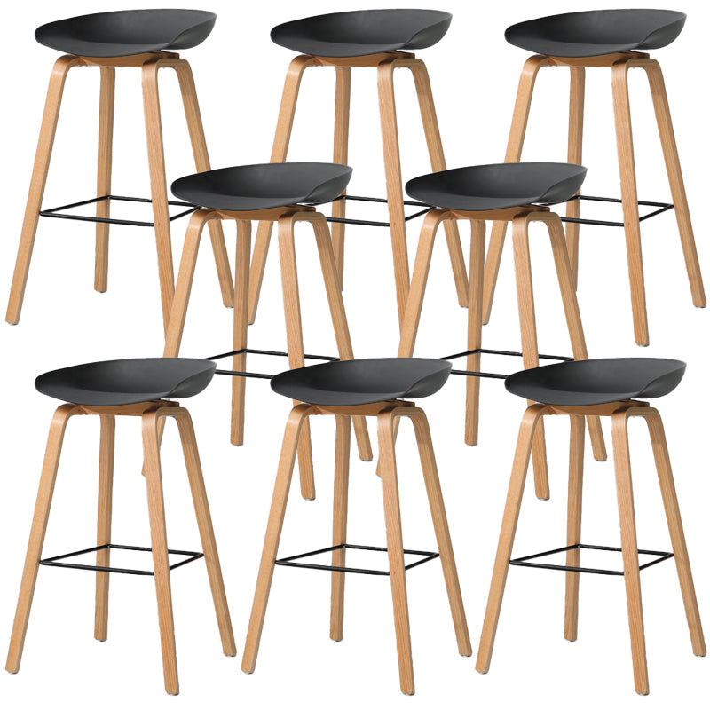Contemporary Style Stool 4 Legs Wood Counter Stool for Home Use Black 8 Piece Set Clearhalo 'Bar Furniture' 'Bar Stools' 'bar_stools' 'furn' 'furn_bar_stools' 'Furniture' 'Kitchen & Dining Furniture' 6263769