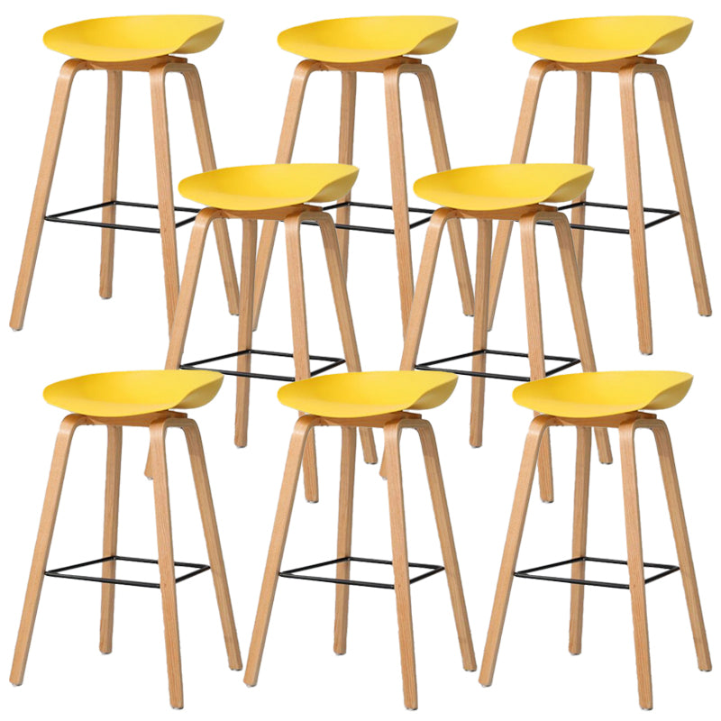 Contemporary Style Stool 4 Legs Wood Counter Stool for Home Use Yellow 8 Piece Set Clearhalo 'Bar Furniture' 'Bar Stools' 'bar_stools' 'furn' 'furn_bar_stools' 'Furniture' 'Kitchen & Dining Furniture' 6263770