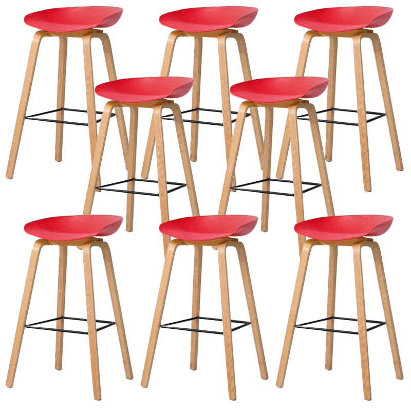Contemporary Style Stool 4 Legs Wood Counter Stool for Home Use Red 8 Piece Set Clearhalo 'Bar Furniture' 'Bar Stools' 'bar_stools' 'furn' 'furn_bar_stools' 'Furniture' 'Kitchen & Dining Furniture' 6263772