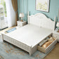 French Country Standard Bed Rubberwood and Pine Wood Panel Bed White