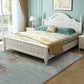 French Country Standard Bed Rubberwood and Pine Wood Panel Bed White