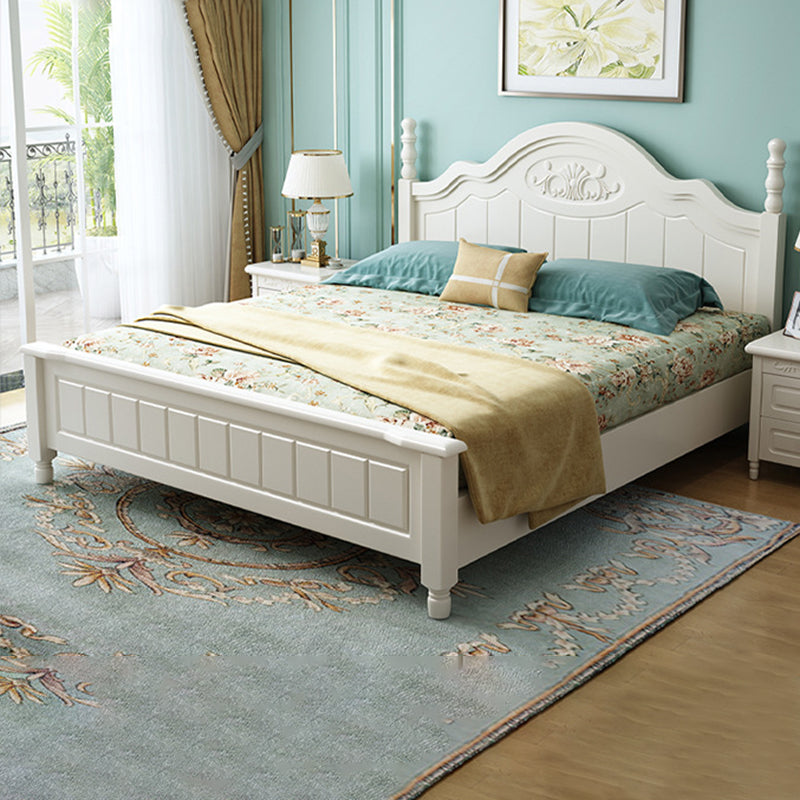 French Country Standard Bed Rubberwood and Pine Wood Panel Bed White