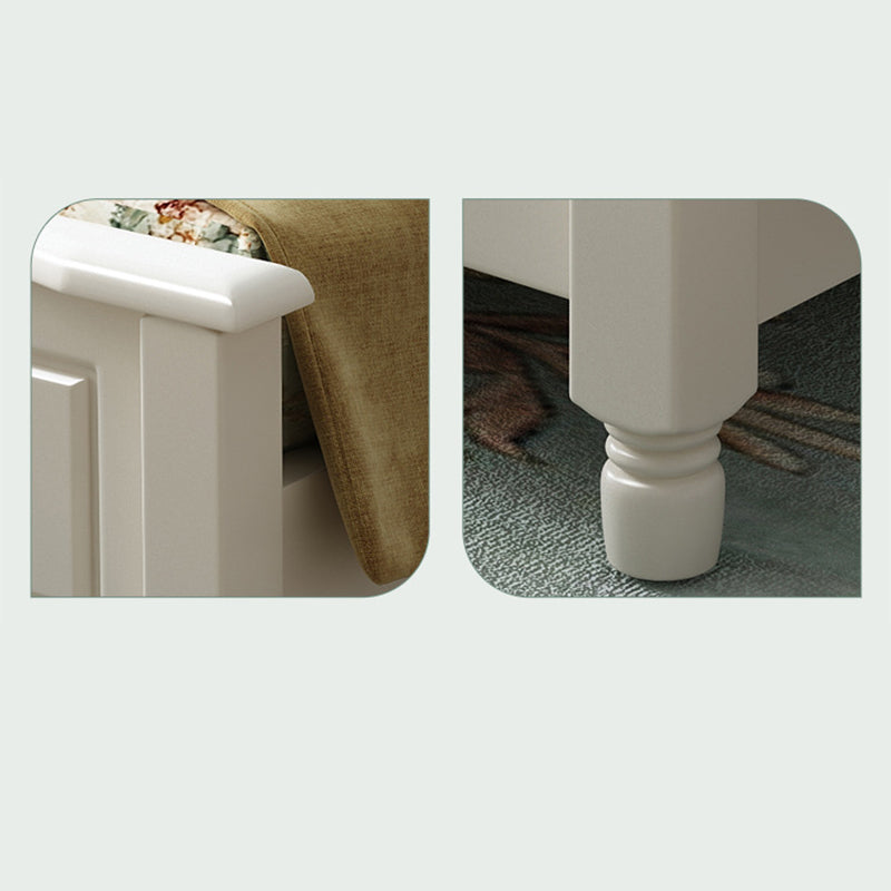 French Country Standard Bed Rubberwood and Pine Wood Panel Bed White