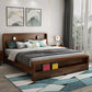Storage Solid Wood Panel Bed Rubberwood Standard Bed with Headboard