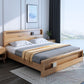 Storage Solid Wood Panel Bed Rubberwood Standard Bed with Headboard
