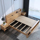 Storage Solid Wood Panel Bed Rubberwood Standard Bed with Headboard