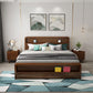 Storage Solid Wood Panel Bed Rubberwood Standard Bed with Headboard
