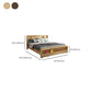 Storage Solid Wood Panel Bed Rubberwood Standard Bed with Headboard