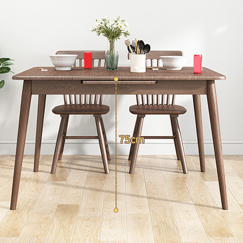 Extendable Solid Wood Dining Table Rectangular Table for Home