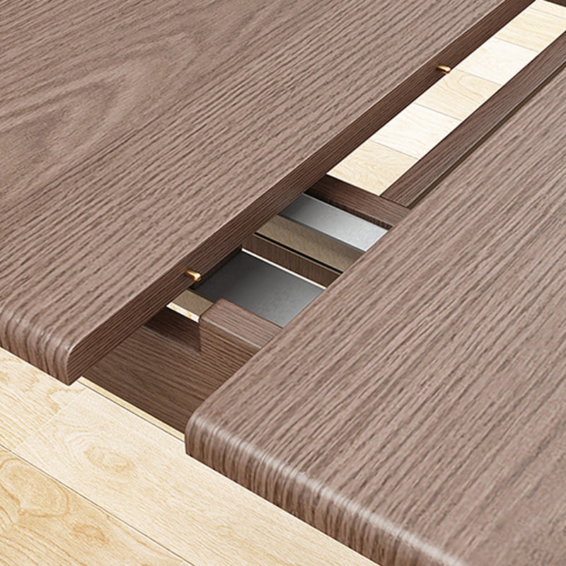 Extendable Solid Wood Dining Table Rectangular Table for Home